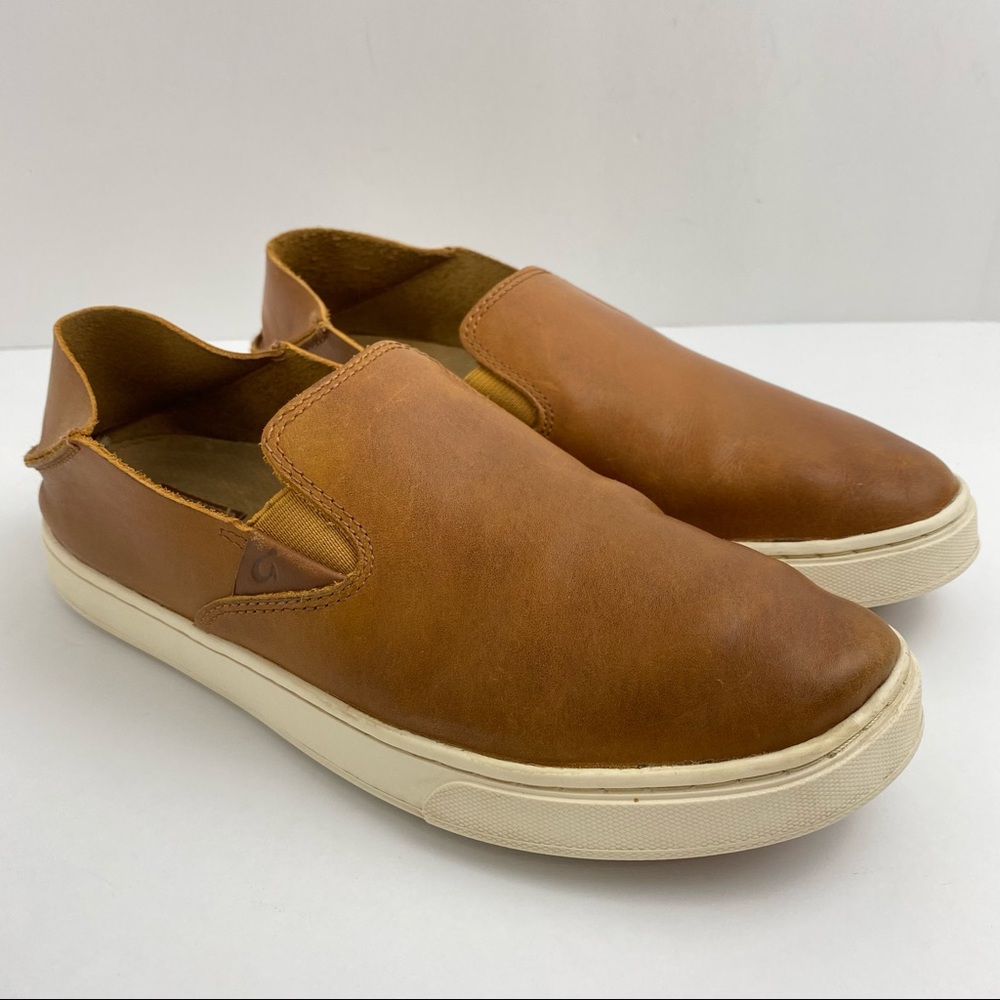 Olukai Pehuea size 7.5 Women’s Brown Leather Slip On Shoes
